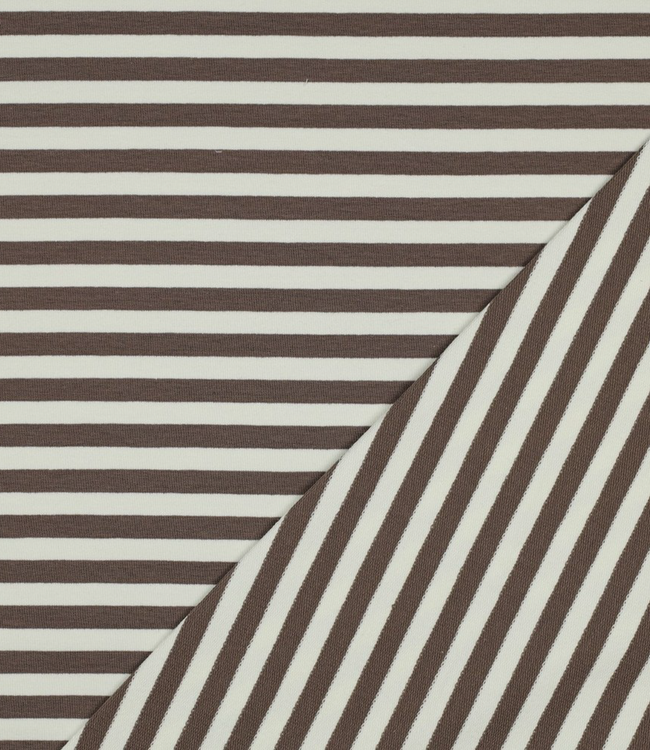 taupe / ecru gestreept - prachtige stevige french terry