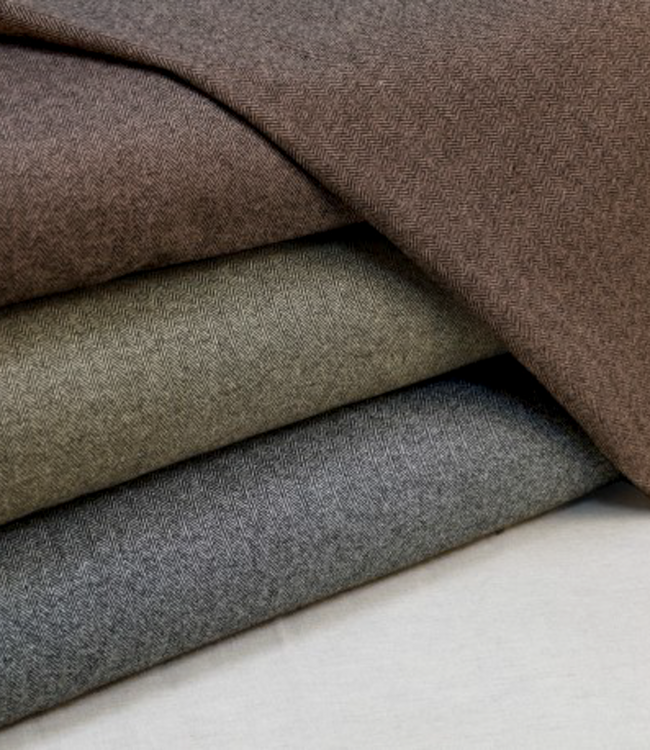 herringbone blush bruin - wool touch gebreide jacquard - zachte kwaliteit, perfecte broekenstof