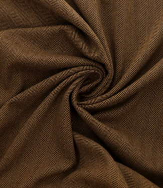 herringbone koffiebruin - wool touch gebreide jacquard - zachte kwaliteit, perfecte broekenstof