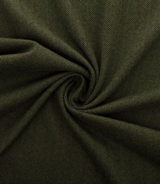 herringbone khakigroen - wool touch gebreide jacquard - zachte kwaliteit, perfecte broekenstof