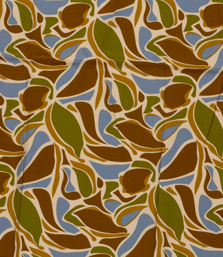 abstract blauw, groen en bruin - viscose twill