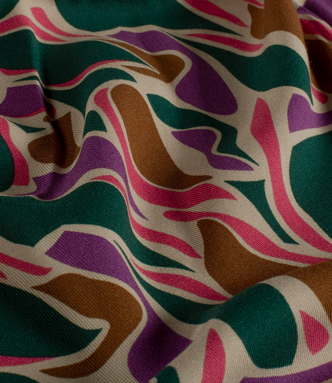 abstract petrol en fuchsia - viscose twill