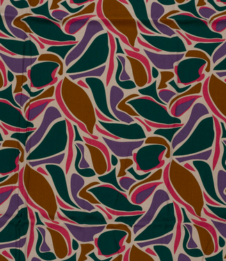abstract petrol en fuchsia - viscose twill
