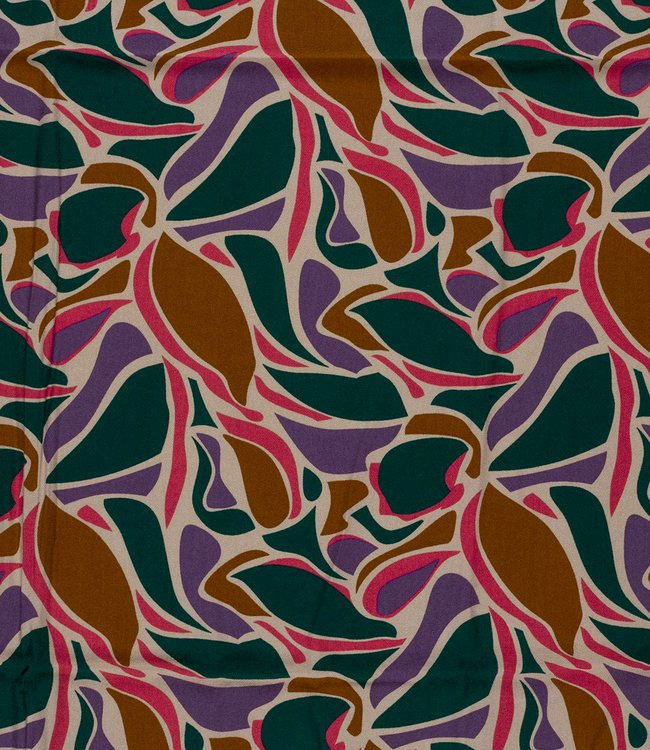 abstract petrol en fuchsia - viscose twill