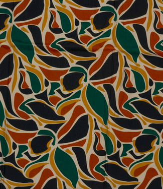 abstract marine, roest en groen - viscose twill