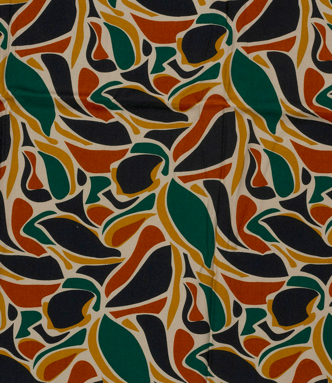 abstract marine, roest en groen - viscose twill