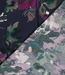 marineblauw met kardinaalpaarse bloemen - prachtig geweven linnenlook rayon