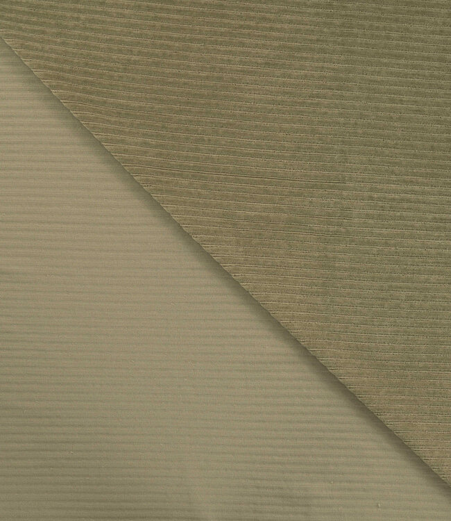 khaki - rekbare corduroy - verticaal geribbeld