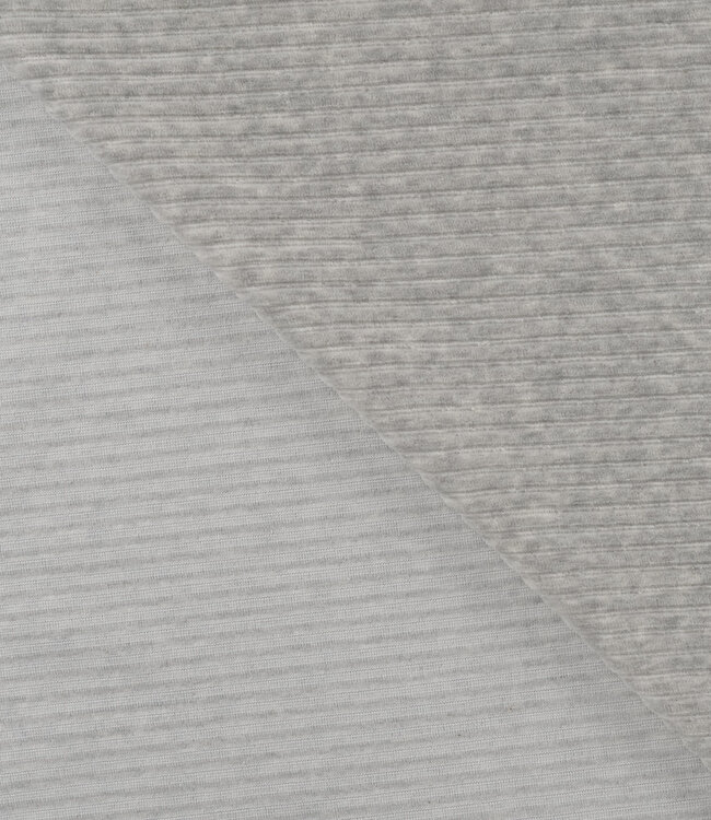 lichtgrijs melange - rekbare corduroy - verticaal geribbeld