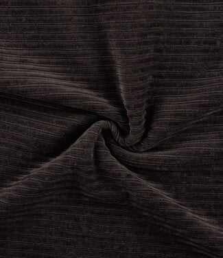 donkerbruin - rekbare corduroy - verticaal geribbeld