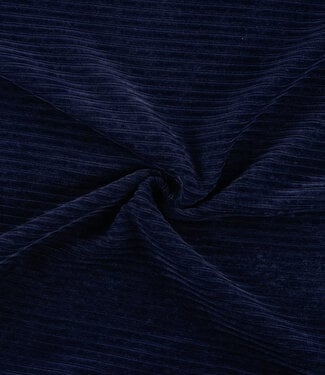 marine - rekbare corduroy - verticaal geribbeld