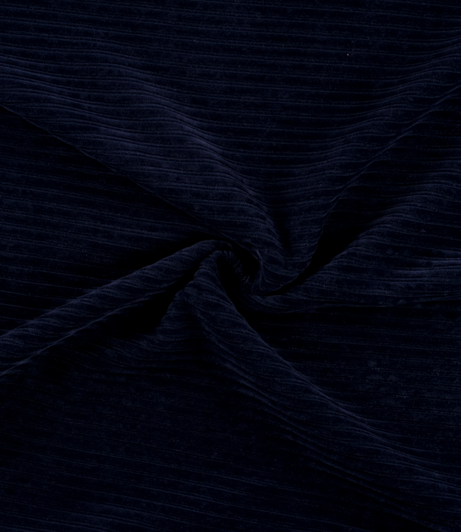 marine - rekbare corduroy - verticaal geribbeld