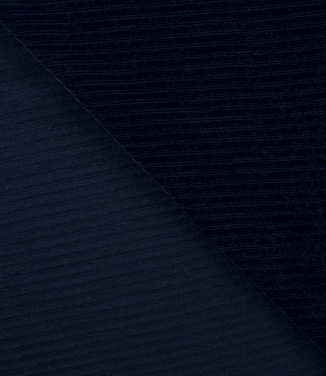 marine - rekbare corduroy - verticaal geribbeld