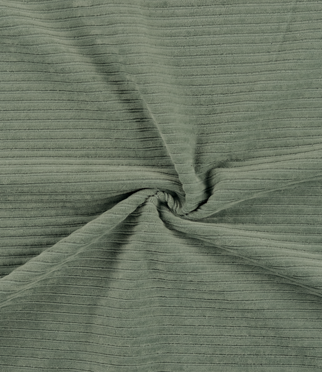 mint - rekbare corduroy - verticaal geribbeld
