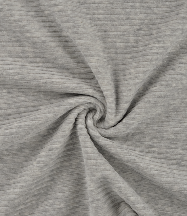 lichtgrijs melange - rekbare corduroy - verticaal geribbeld