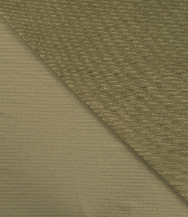 khaki - rekbare corduroy - verticaal geribbeld