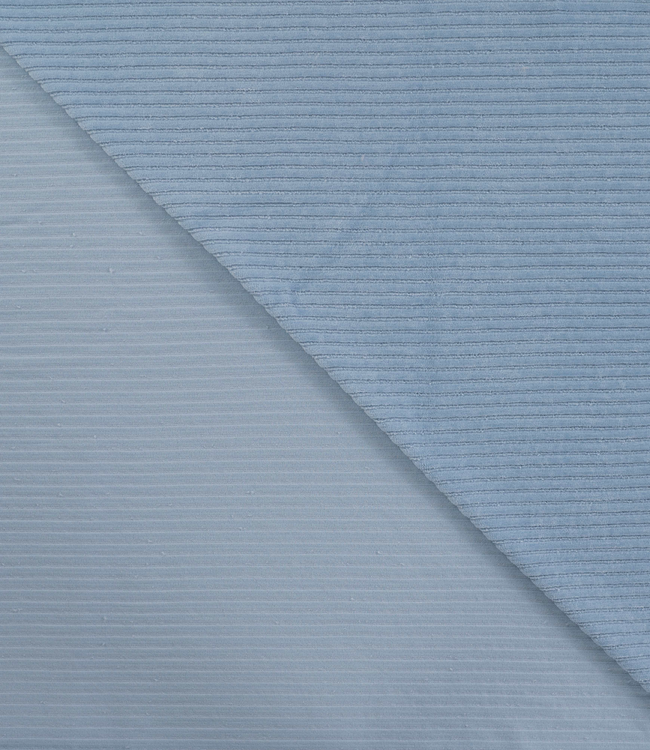 lichtblauw - rekbare corduroy - verticaal geribbeld