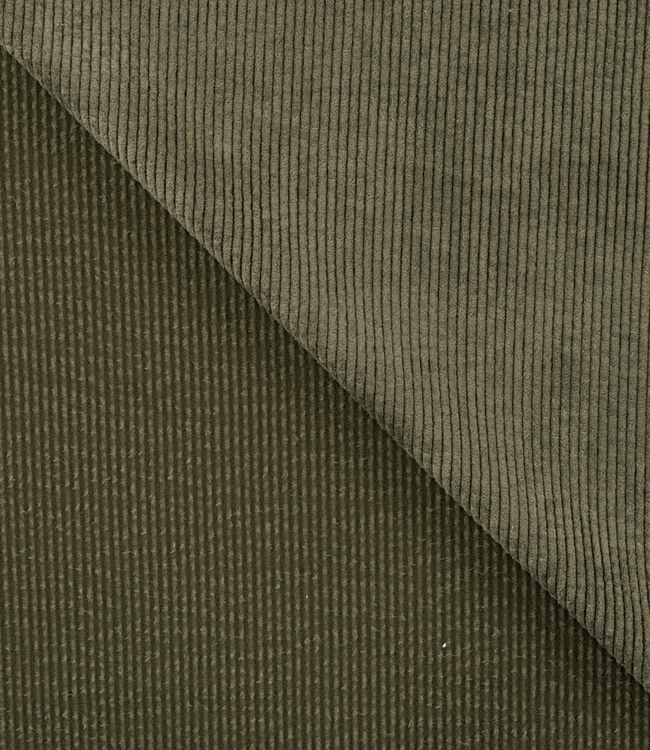 khaki - soepelvallende washed corduroy