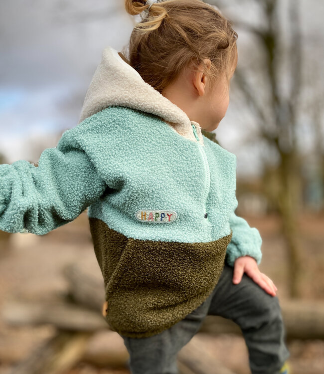saliegroen - teddy boucle double face met fleece