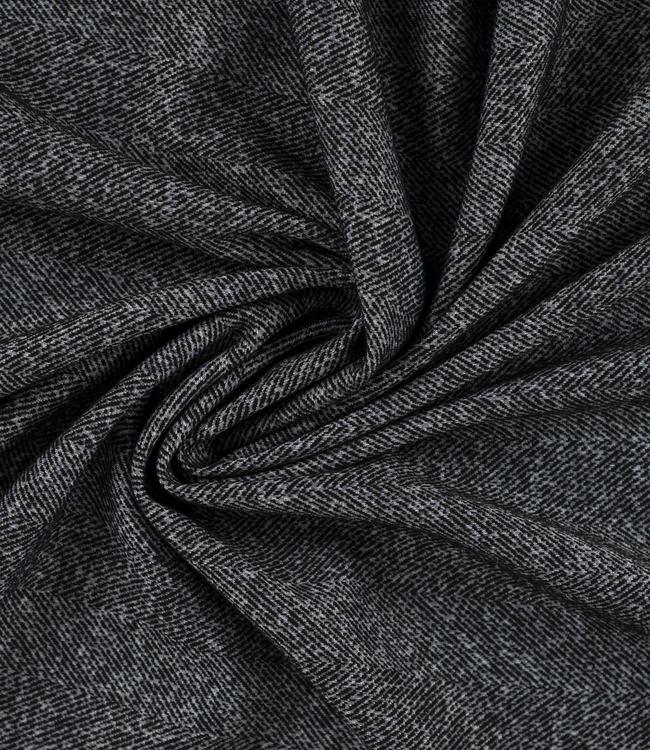 zwart - herringbone wool touch - punta di roma