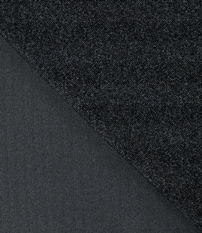 petrol met grijze look - herringbone wool touch - punta di roma