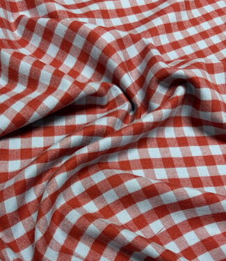 Vichy ruitjes flanel - ijsblauw en baksteenrood