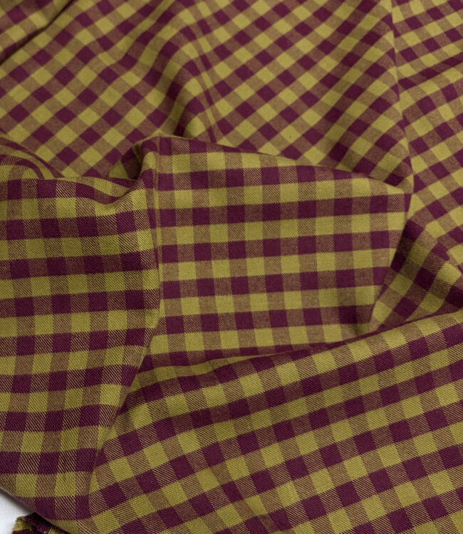 Vichy ruitjes flanel - bordeaux en olijfgroen