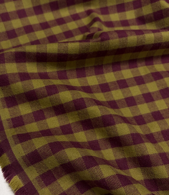 Vichy ruitjes flanel - bordeaux en olijfgroen