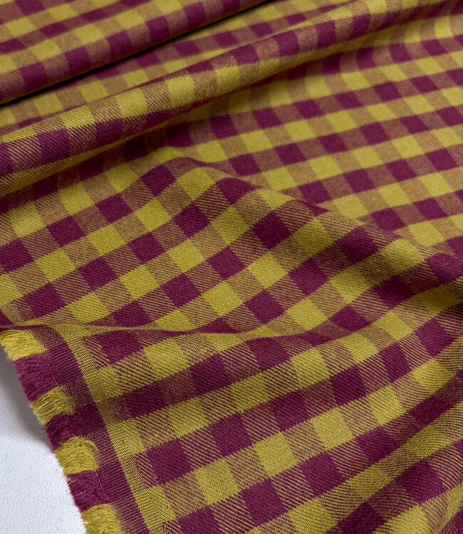 Vichy ruitjes flanel - bordeaux en olijfgroen
