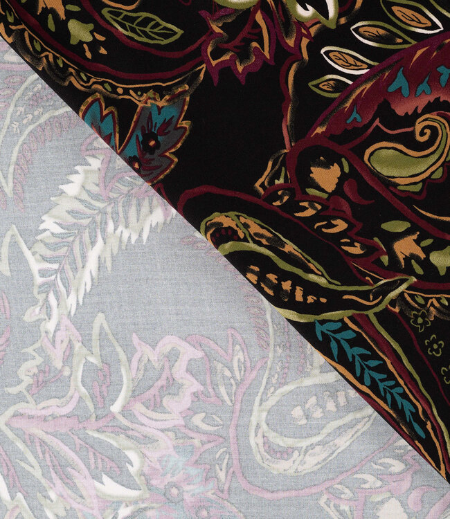 bordeaux en groen paisley - viscose twill