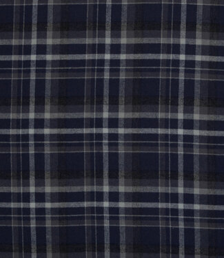 marineblauw grijs en antraciet geruit - superzachte flanel