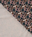 bloemetjes zachtroze en jeansblauw - geribbelde tricot