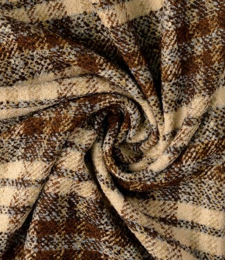 bruin en blauw - yarn dyed geweven jacquard voor mantels