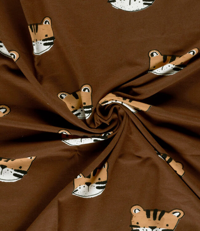 tijgerkopjes - bruin french terry