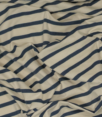 ecru en donkerblauw strepen - mooie stevige tricot