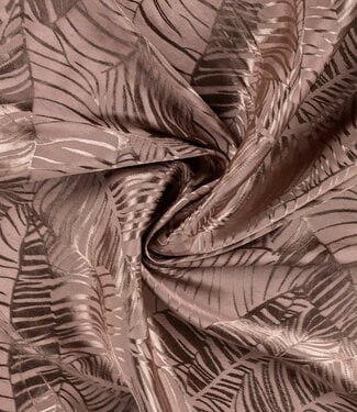 taupe subtiele bladeren - viscose jacquard