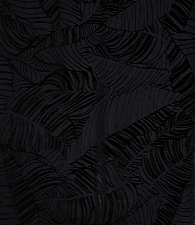 zwart subtiele bladeren - viscose jacquard