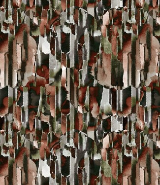 bruin abstracte print - prachtige viscose met textuur