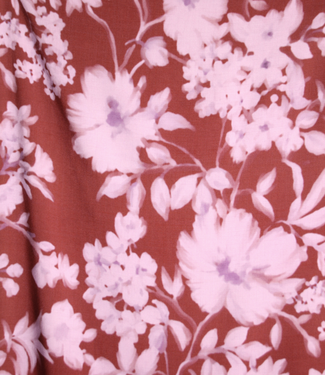 Atelier Jupe lila wazige bloemen op pecanbruin - viscose