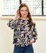 Atelier Jupe beige bloemen op jeansblauw - viscose