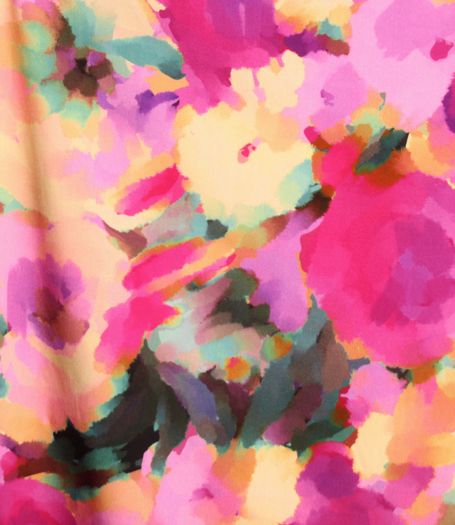 Atelier Jupe roze aquareldessin op beige - viscose