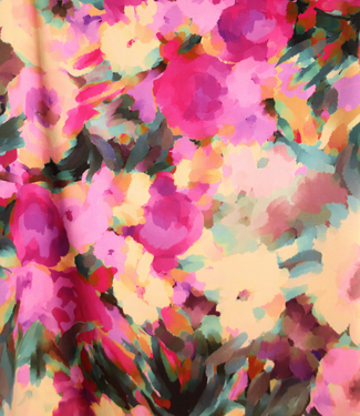 Atelier Jupe roze aquareldessin op beige - viscose