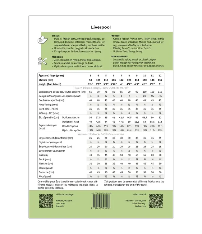 Ikatee LIVERPOOL - Kids ritsvestje sweater - papieren patroon