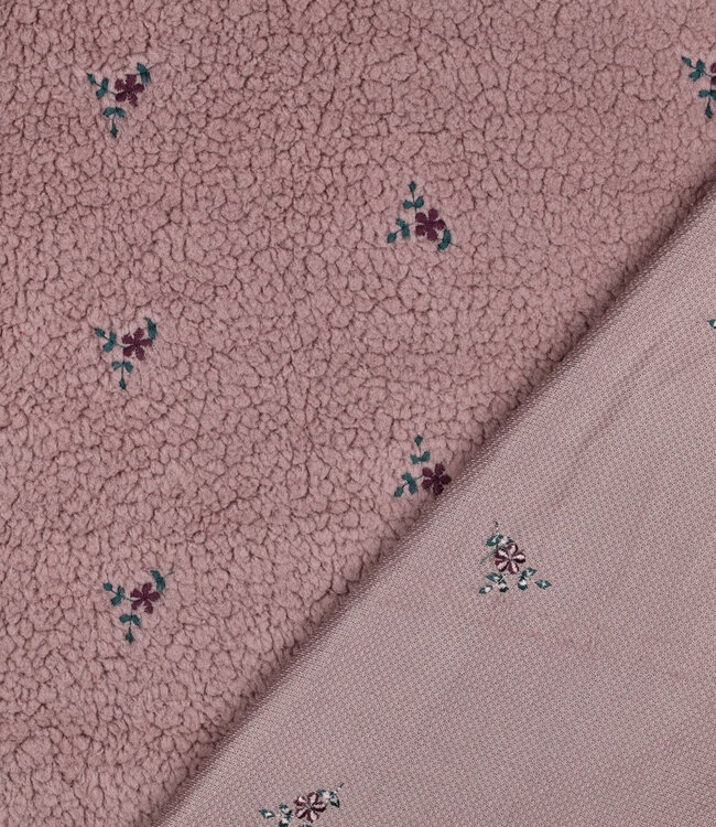 mauve kleine bloemetjes - teddy sherpa