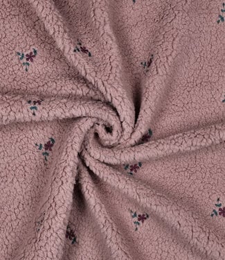 mauve kleine bloemetjes - teddy sherpa