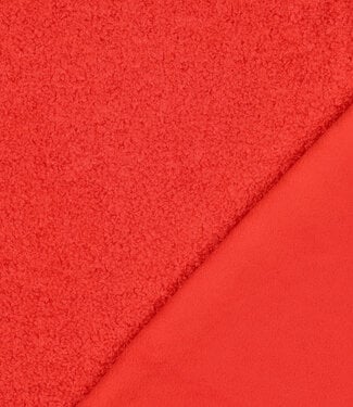 hevig rood - teddy boucle double face met fleece