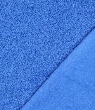 klein blauw  - teddy boucle double face met fleece