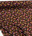 chocoladebruine bloemen en gele stippen viscose