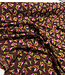 chocoladebruine bloemen en gele stippen viscose