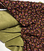 chocoladebruine bloemen en gele stippen viscose